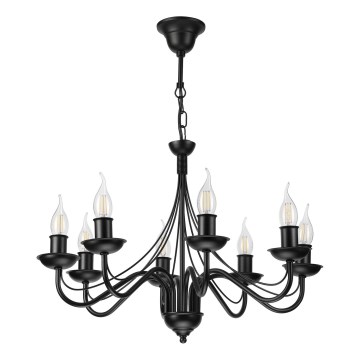 Luster na lancu ANTON 8xE14/60W/230V crna