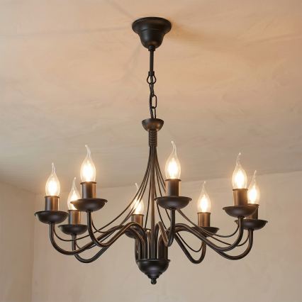 Luster na lancu ANTON 8xE14/60W/230V crna