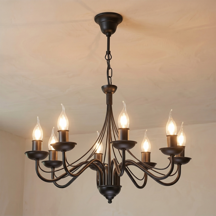 Luster na lancu ANTON 8xE14/60W/230V crna