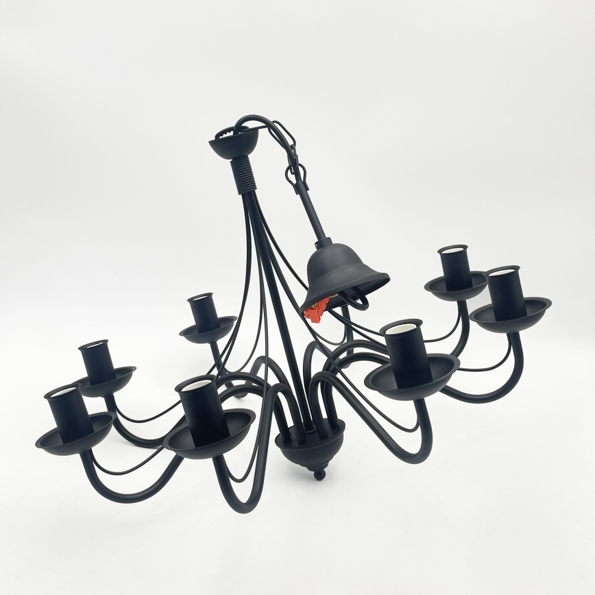 Luster na lancu ANTON 8xE14/60W/230V crna