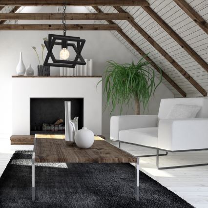 Luster na lancu ARNOLD 1xE27/60W/230V crne boje