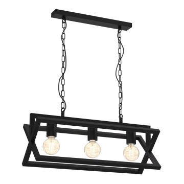 Luster na lancu ARNOLD 3xE27/60W/230V, crne boje