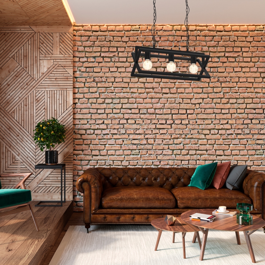 Luster na lancu ARNOLD 3xE27/60W/230V, crne boje