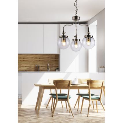 Luster na lancu BALLET 3xE27/40W/230V mat hrom