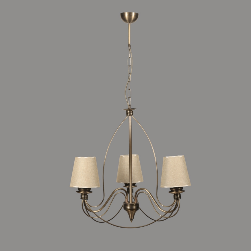 Luster na lancu CLASSIC 3xE14/40W/230V bronza/bež