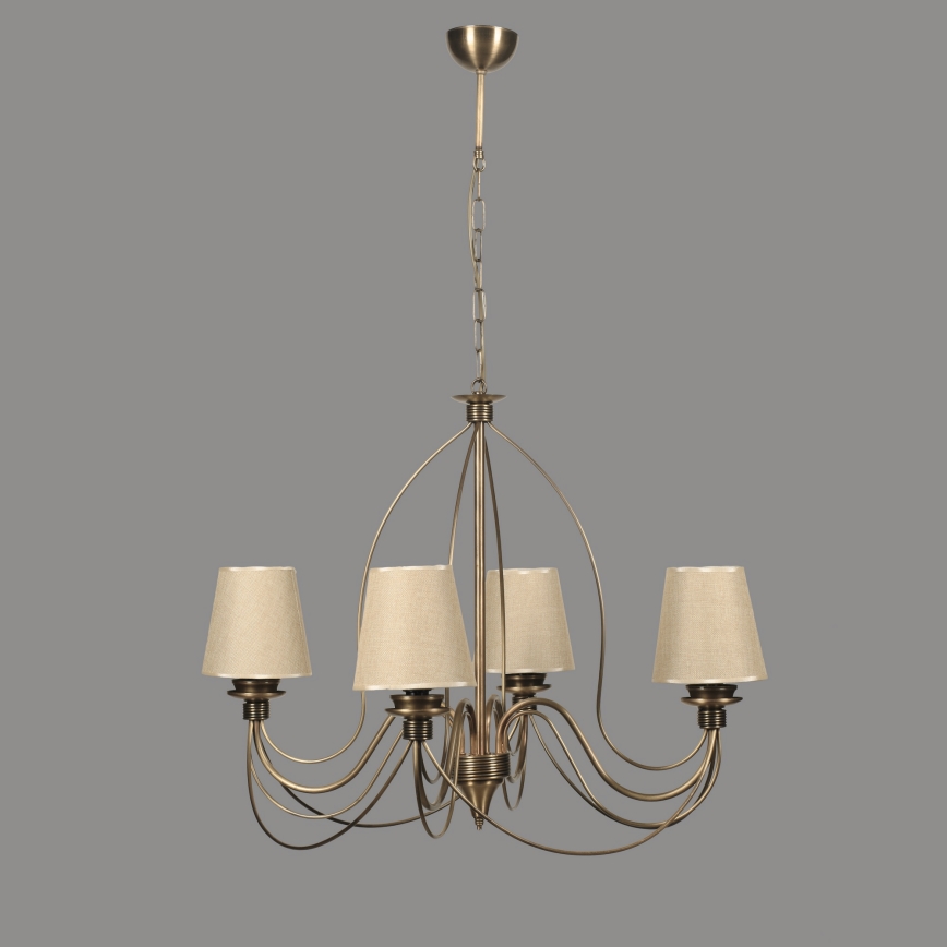 Luster na lancu CLASSIC 4xE14/40W/230V bronza/bež