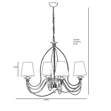 Luster na lancu CLASSIC 4xE14/40W/230V bronza/bež