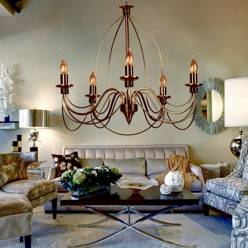 Luster na lancu CLASSIC 5xE14/40W/230V brončana