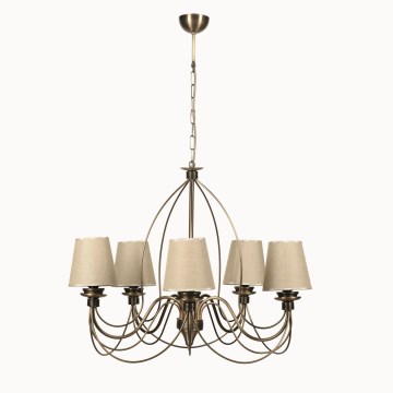 Luster na lancu CLASSIC 5xE14/40W/230V bronza/bež