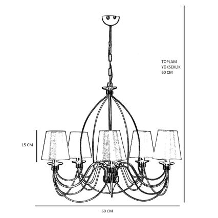 Luster na lancu CLASSIC 5xE14/40W/230V bronza/bež