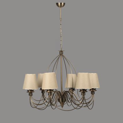 Luster na lancu CLASSIC 6xE14/40W/230V bronza/bež