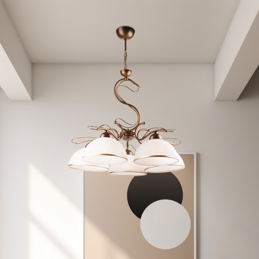 Luster na lancu COBRA 5xE27/60W/230V bronza/patina