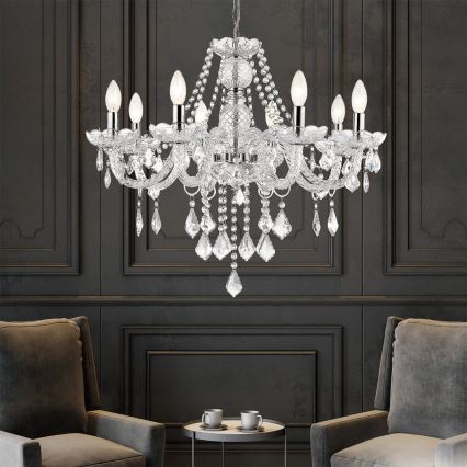 Luster na lancu CRISTALLO 8xE14/60W/230V sjajni hrom