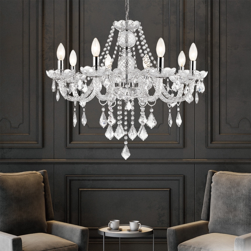Luster na lancu CRISTALLO 8xE14/60W/230V sjajni hrom
