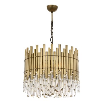 Luster na lancu CRYSTALLINE 6xE27/40W/230V, prečnik 40 cm, mesing