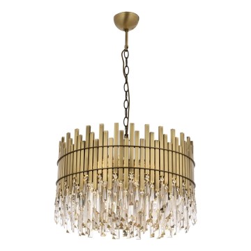 Luster na lancu CRYSTALLINE 8xE27/40W/230V prečnik 60 cm mesing