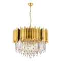 Luster na lancu CRYSTALLINE 8xE27/40W/230V zlatni