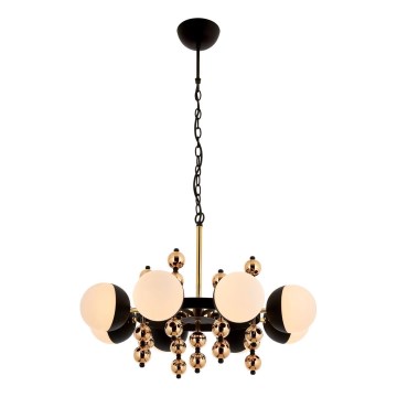 Luster na lancu DAISY 8xE27/40W/230V crni/zlatni