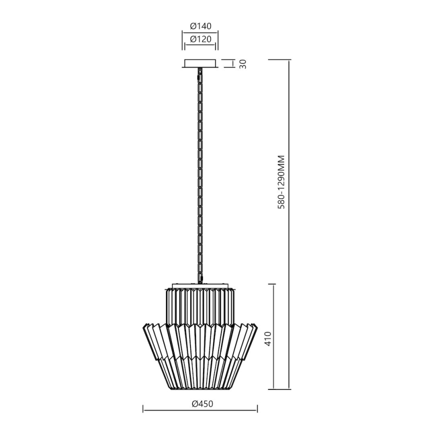 Luster na lancu DONNA 9xE14/40W/230V, prečnik 45 cm, mat hrom