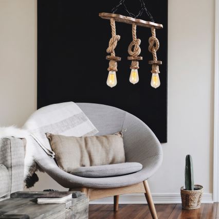 Luster na lancu EREBOS 3xE27/40W/230V braon