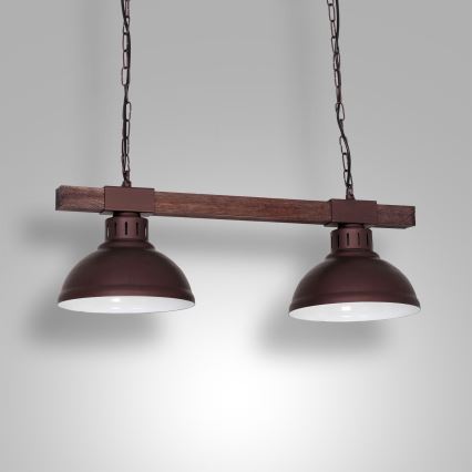 Luster na lancu HAKON 2xE27/60W/230V borovina