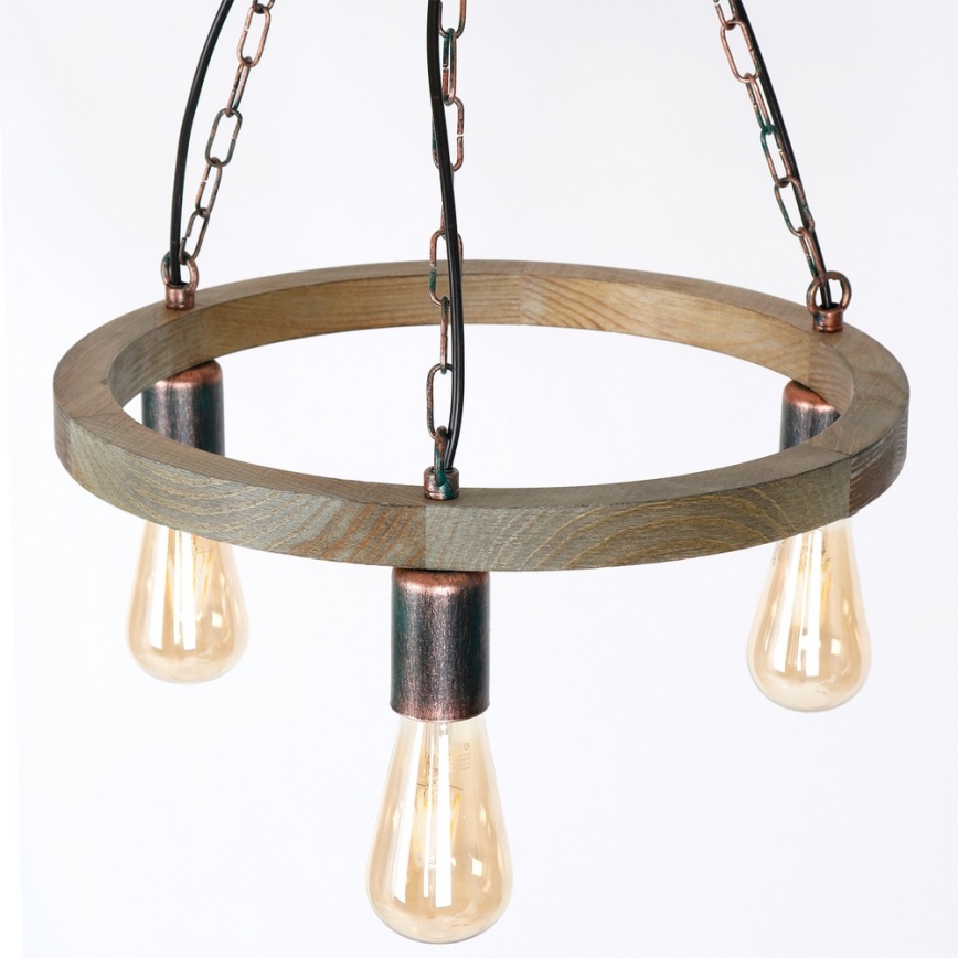 Luster na lancu HAKON 3xE27/60W/230V borovina