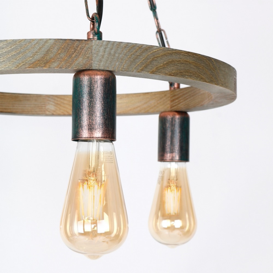 Luster na lancu HAKON 3xE27/60W/230V borovina