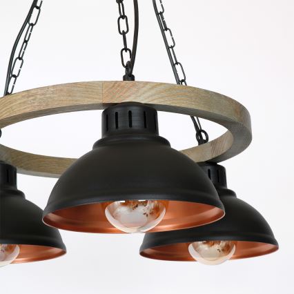 Luster na lancu HAKON 3xE27/60W/230V borovina