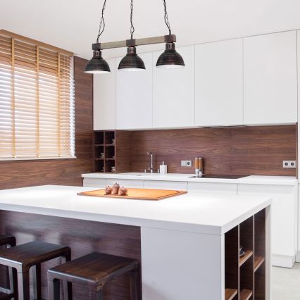 Luster na lancu HAKON 3xE27/60W/230V borovina/patina