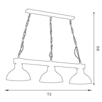 Luster na lancu HAKON 3xE27/60W/230V borovina