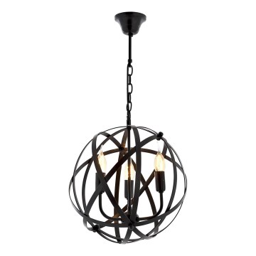 Luster na lancu IRONBALL 3xE27/40W/230V crna