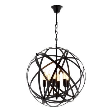 Luster na lancu IRONBALL 6xE27/40W/230V crna