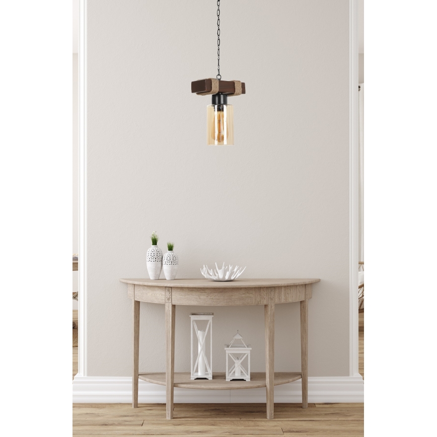 Luster na lancu JASMIN 1xE27/40W/230V braon/bež