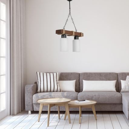 Luster na lancu JASMIN 2xE27/40W/230V braon/bela