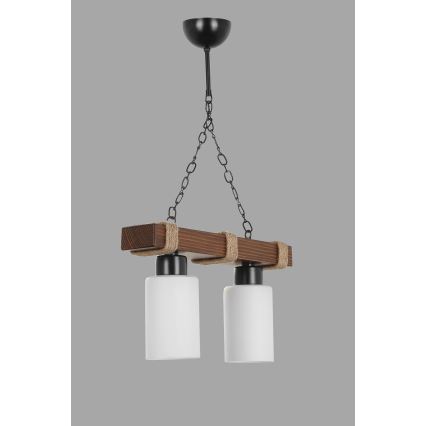 Luster na lancu JASMIN 2xE27/40W/230V braon/bela