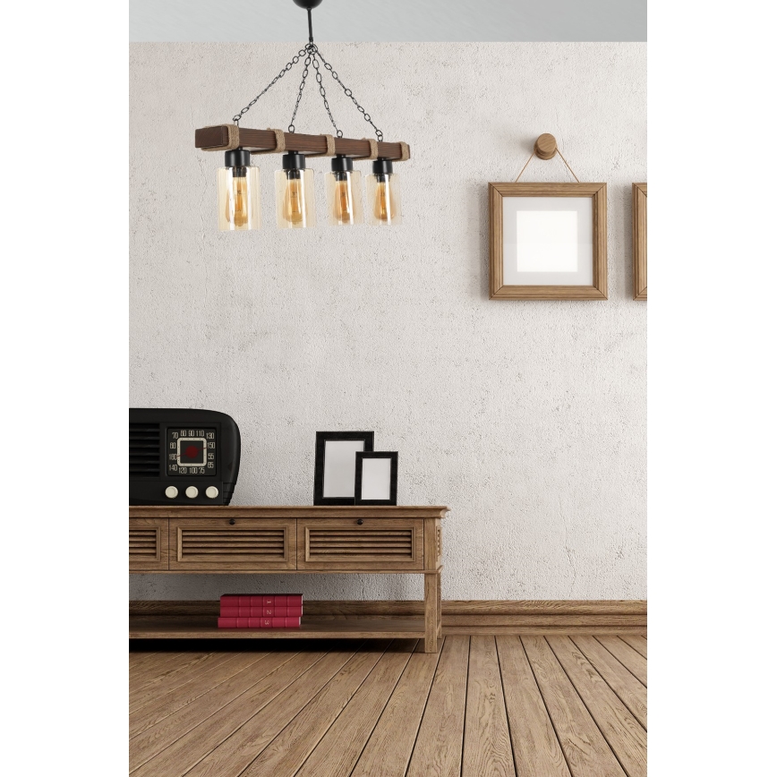 Luster na lancu JASMIN 4xE27/40W/230V smeđa/bež