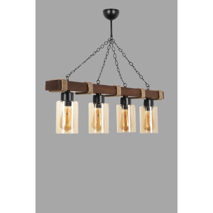 Luster na lancu JASMIN 4xE27/40W/230V smeđa/bež