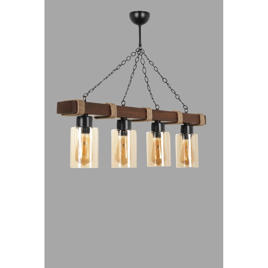 Luster na lancu JASMIN 4xE27/40W/230V smeđa/bež