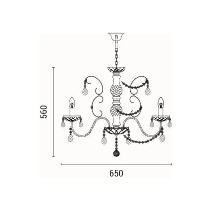 Luster na lancu KRISTALLO 6xE14/15W/230V