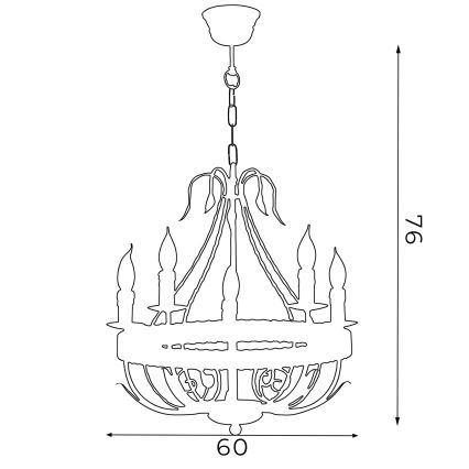 Luster na lancu LOARA 5xE14/60W/230V