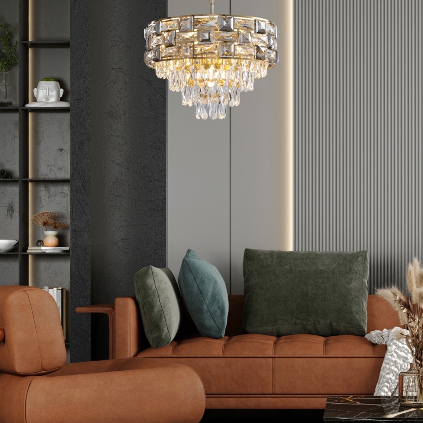 Luster na lancu LUXURIA 9xE14/40W/230V zlatni