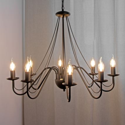Luster na lancu MALBO 8xE14/10W/230V crna