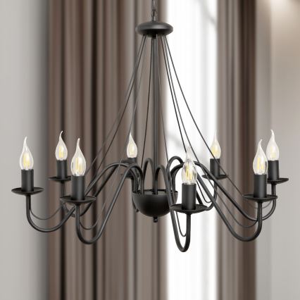 Luster na lancu MALBO 8xE14/10W/230V crna