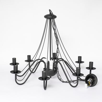 Luster na lancu MALBO 8xE14/10W/230V crna