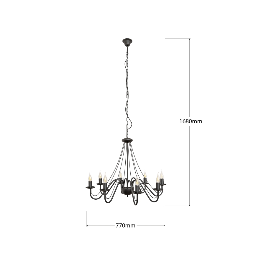 Luster na lancu MALBO 8xE14/10W/230V crna