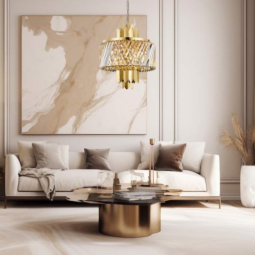 Luster na lancu MARGOT 6xE14/40W/230V prečnik 43 cm zlatna