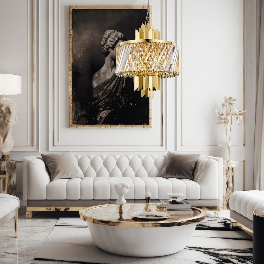 Luster na lancu MARGOT 6xE14/40W/230V prečnik 43 cm zlatna