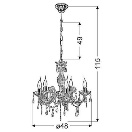 Luster na lancu MARIA TERESA 5xE14/40W/230V