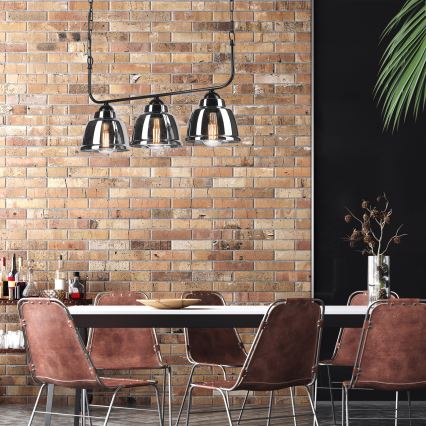 Luster na lancu MARIO 3xE27/60W/230V hrom