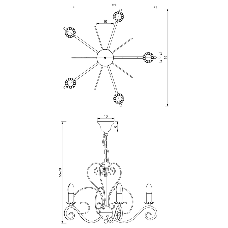Luster na lancu MAURO 5xE14/60W/230V